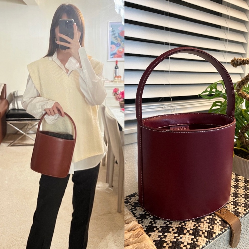 Like NEW Staud Bisset Leather Bucket Bag